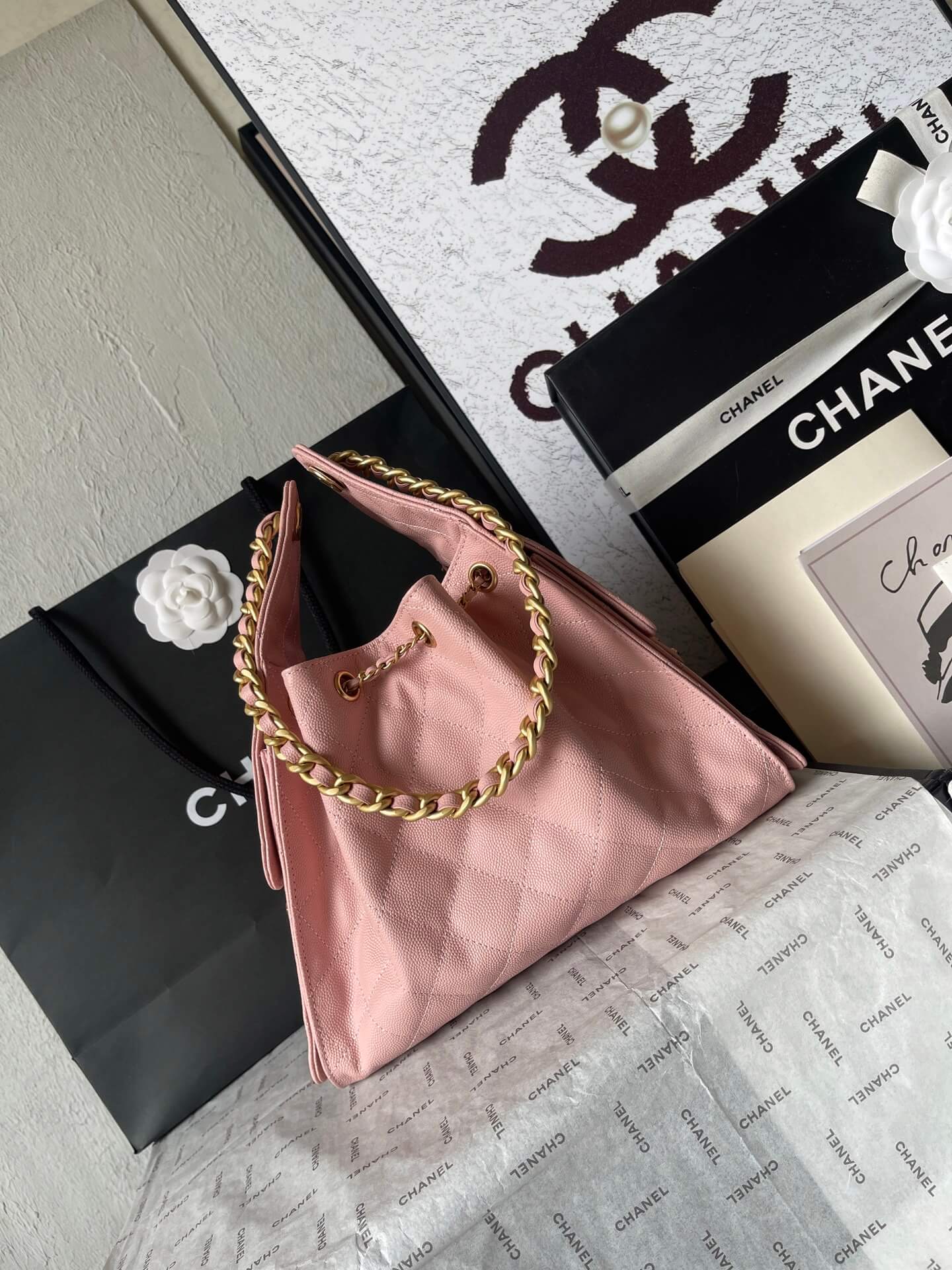 CHA 25 SMALL HANDBAG AS5293 Caviar Calfskin Pink