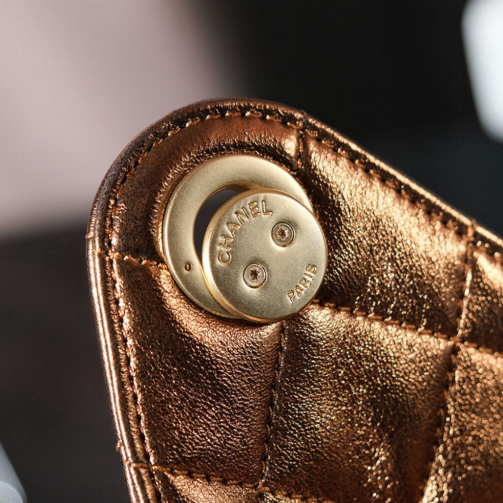 CHA 25 SMALL HANDBAG AS5293 Gold Lambskin