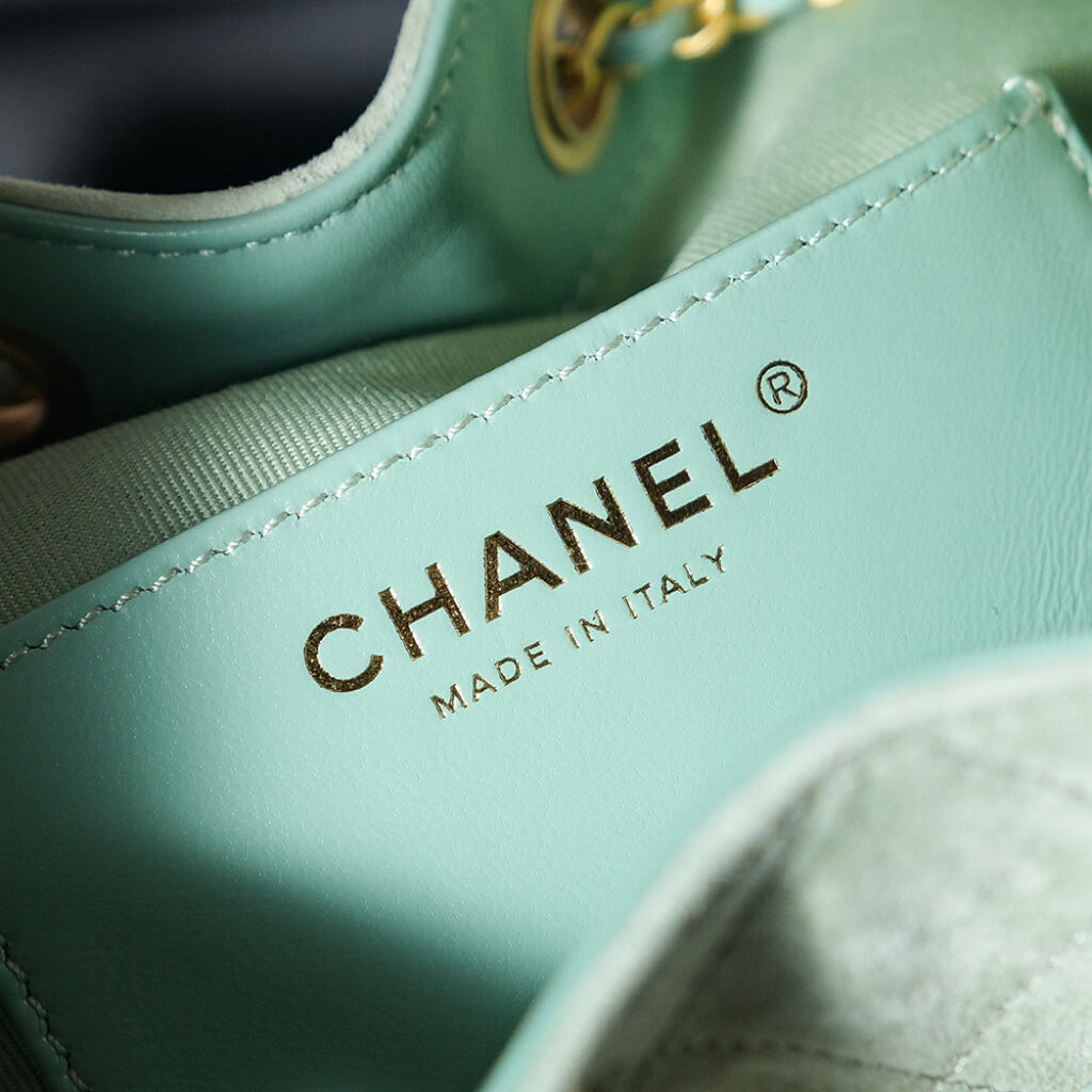 CHA 25 SMALL HANDBAG AS5293 Green Suede Leather