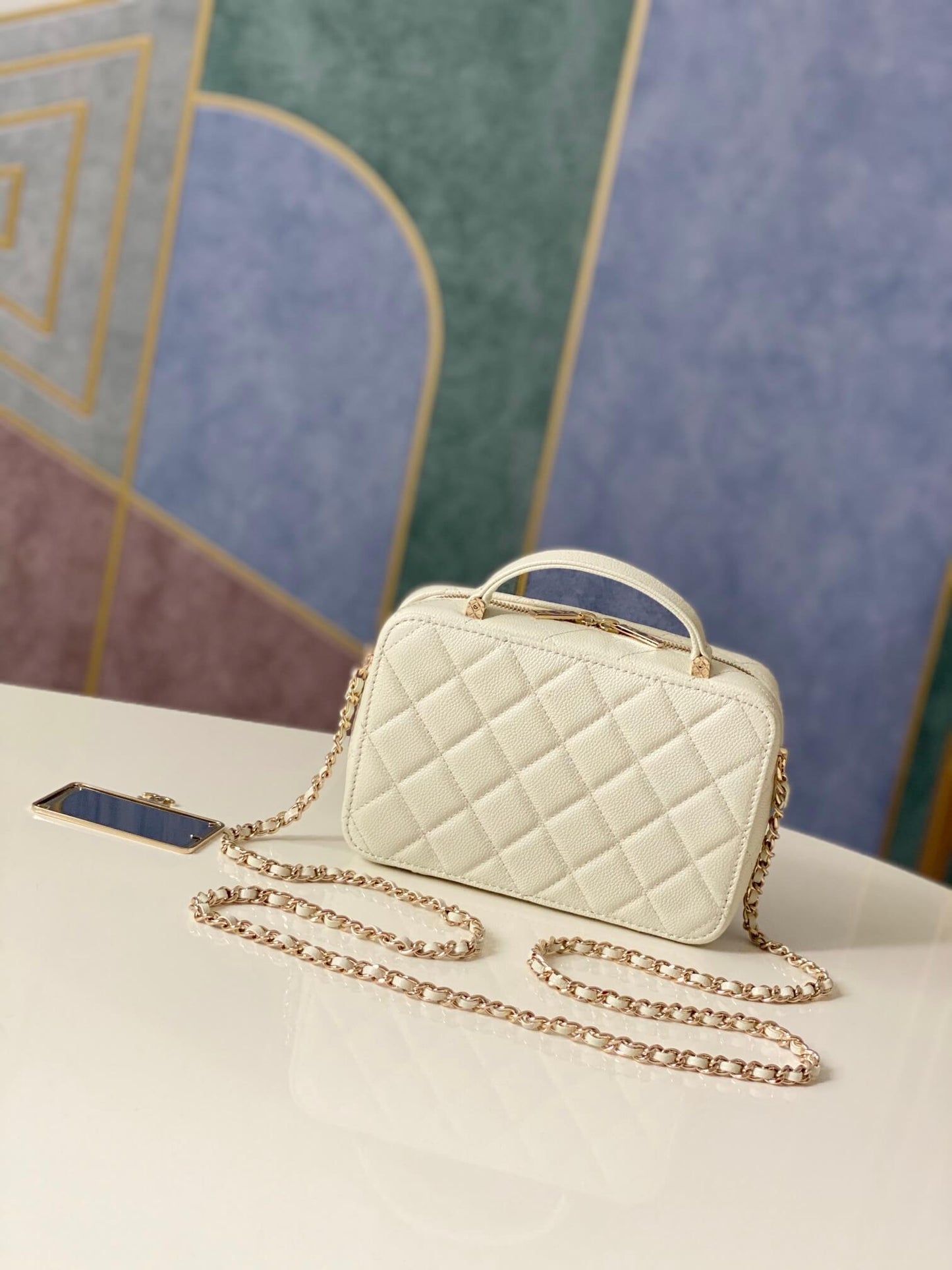 cha 3168 mini handbag shoulder bag cross body bags dirty white lambskin camera bag