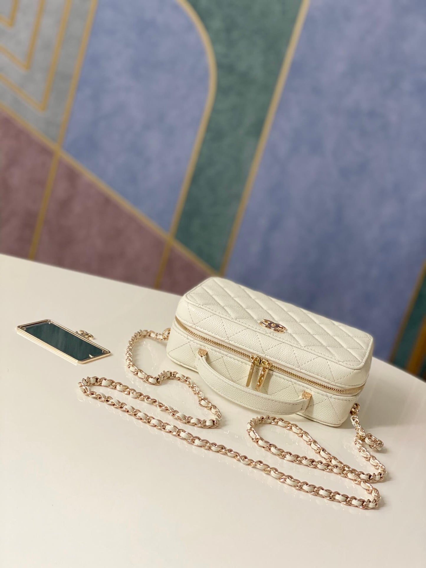 cha 3168 mini handbag shoulder bag cross body bags dirty white lambskin camera bag