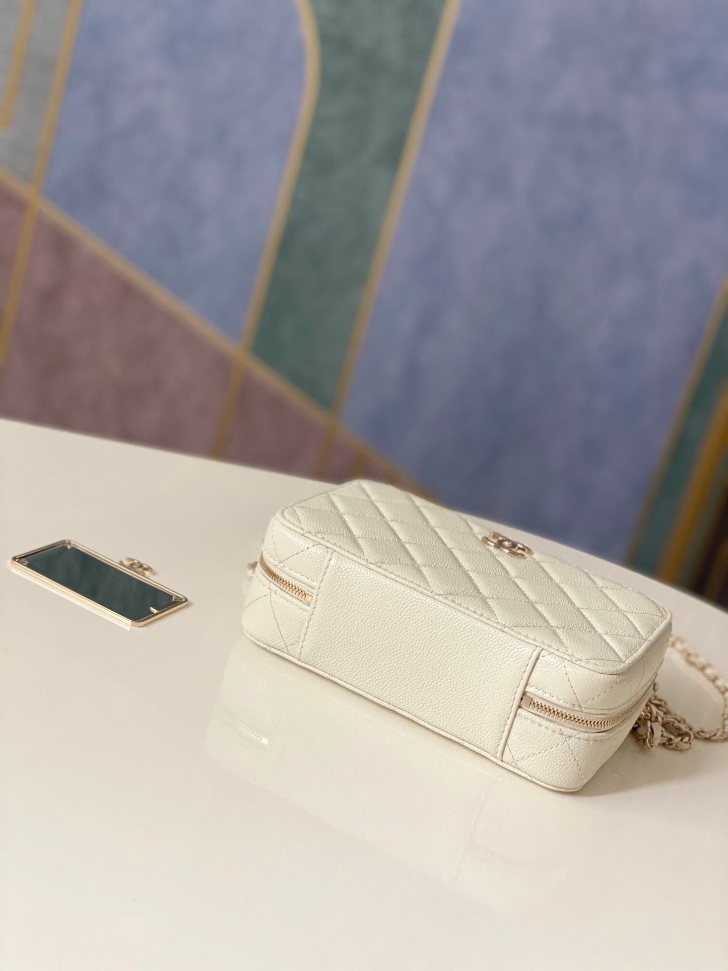 cha 3168 mini handbag shoulder bag cross body bags dirty white lambskin camera bag