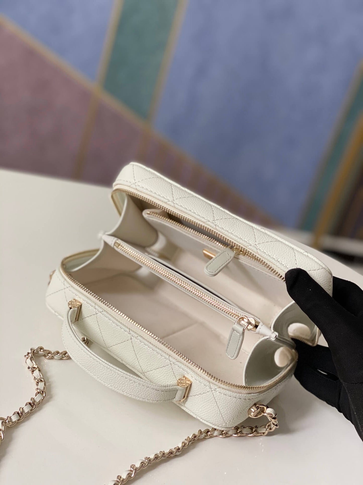 cha 3168 mini handbag shoulder bag cross body bags dirty white lambskin camera bag