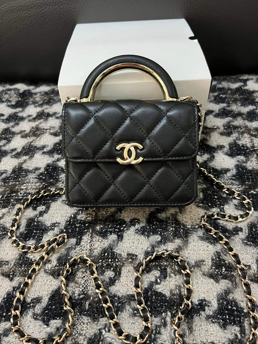 cha 68084 handbag shoulder bag cross body bags black lambskin