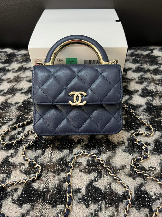 cha 68084 handbag shoulder bag cross body bags blue lambskin