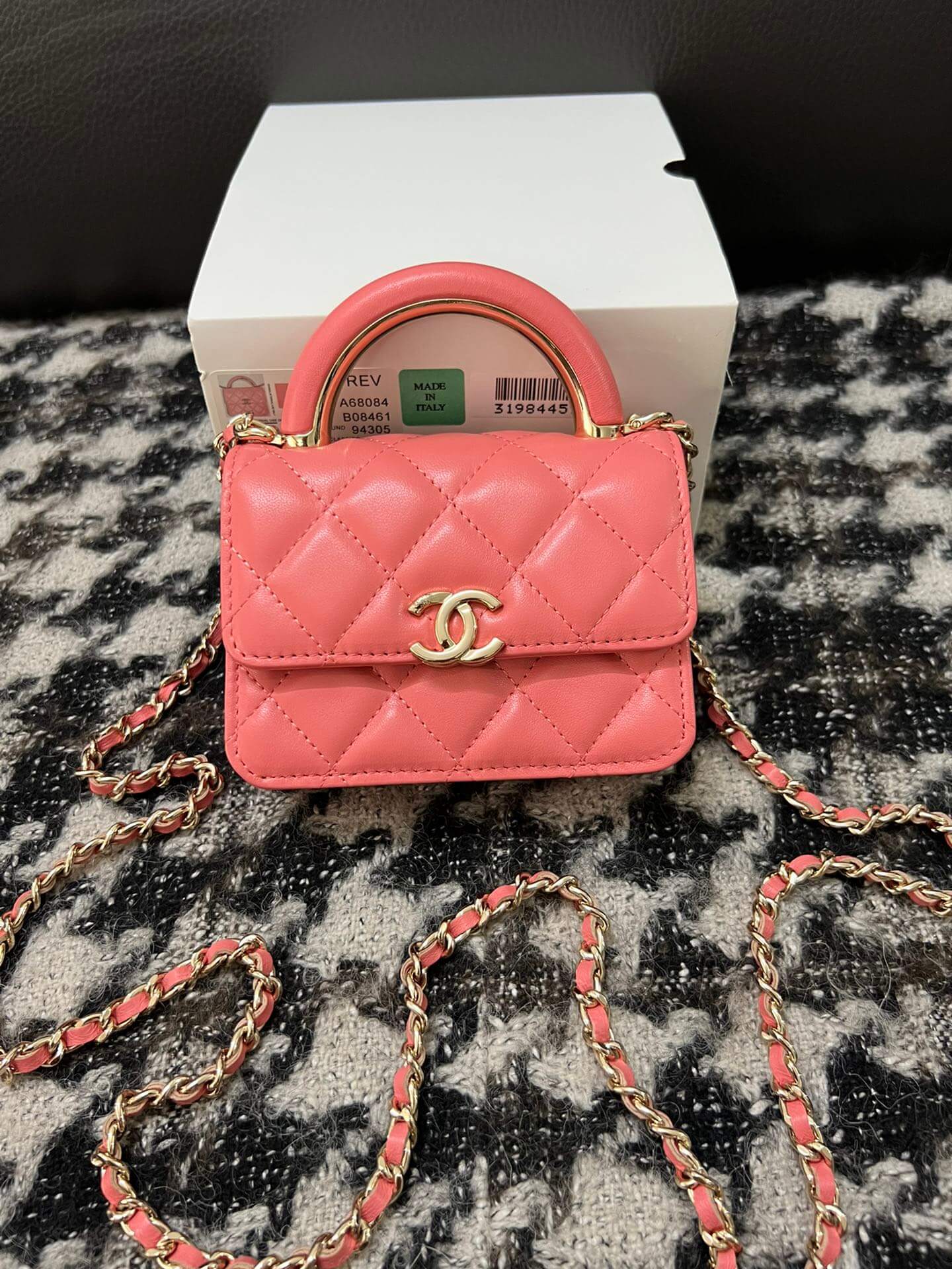 cha 68084 handbag shoulder bag cross body bags light orange lambskin