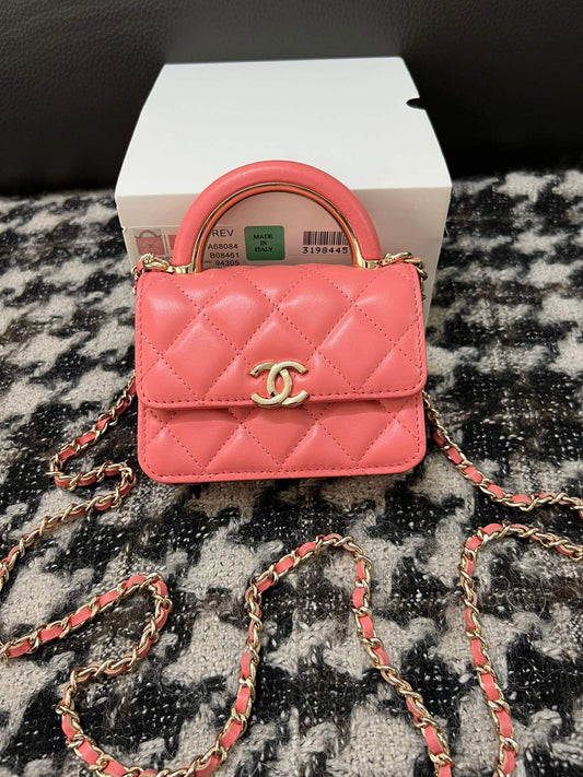 cha 68084 handbag shoulder bag cross body bags light orange lambskin