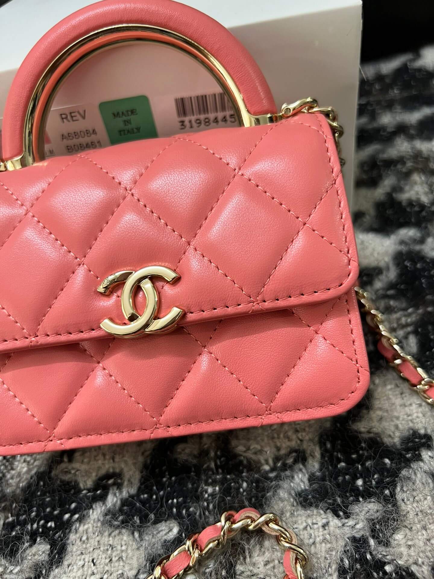 cha 68084 handbag shoulder bag cross body bags light orange lambskin