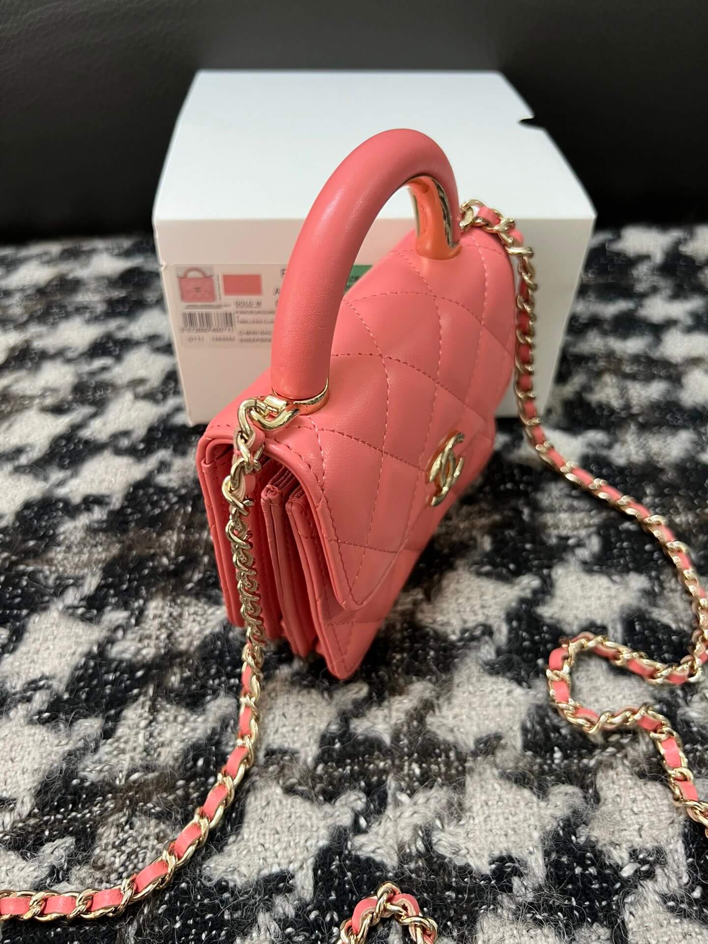 cha 68084 handbag shoulder bag cross body bags light orange lambskin
