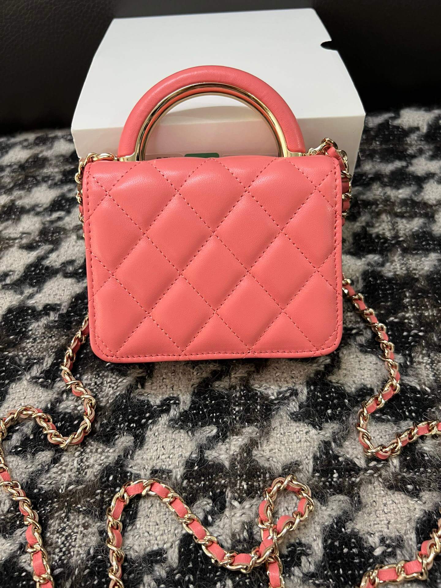 cha 68084 handbag shoulder bag cross body bags light orange lambskin