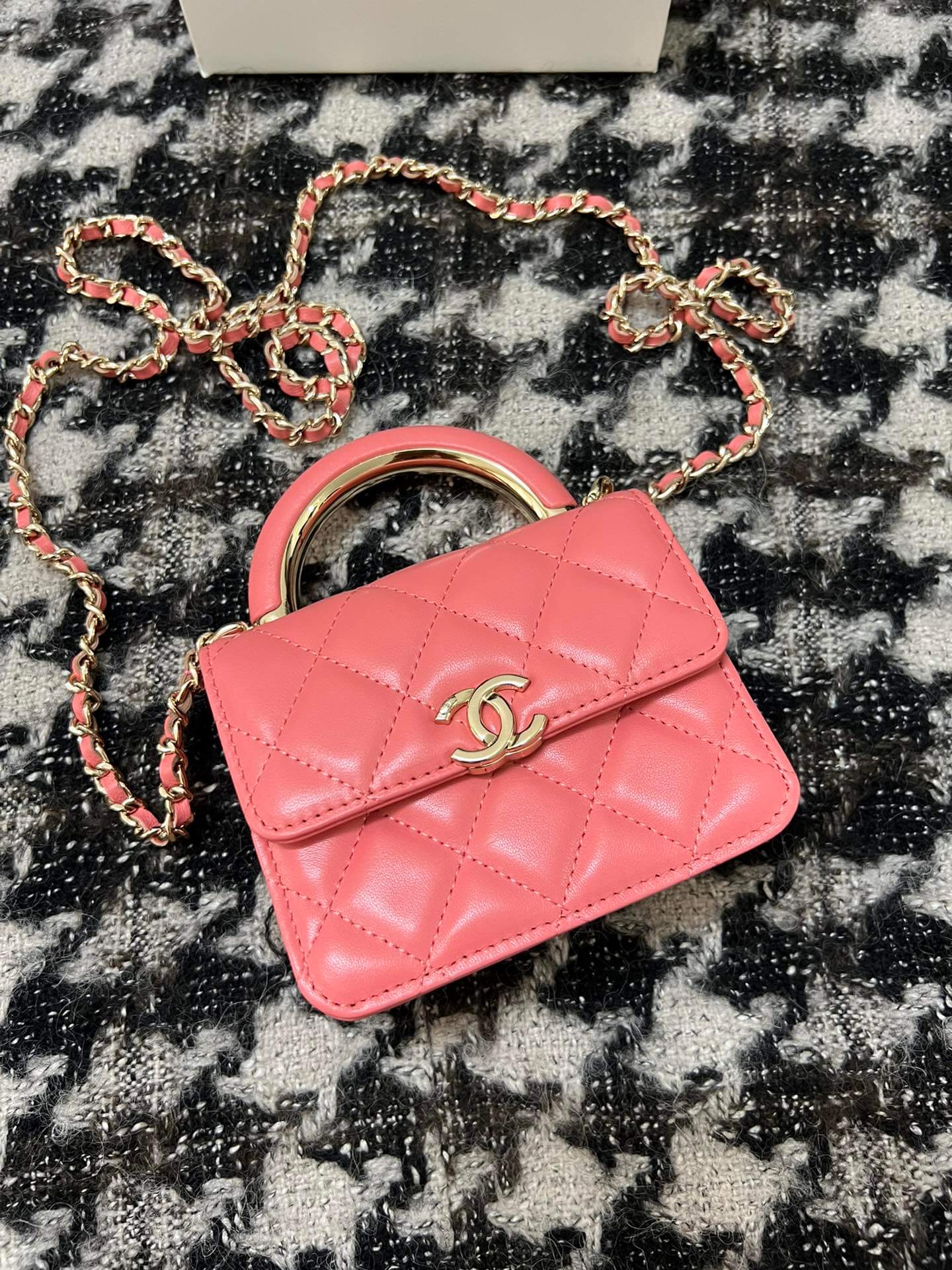 cha 68084 handbag shoulder bag cross body bags light orange lambskin