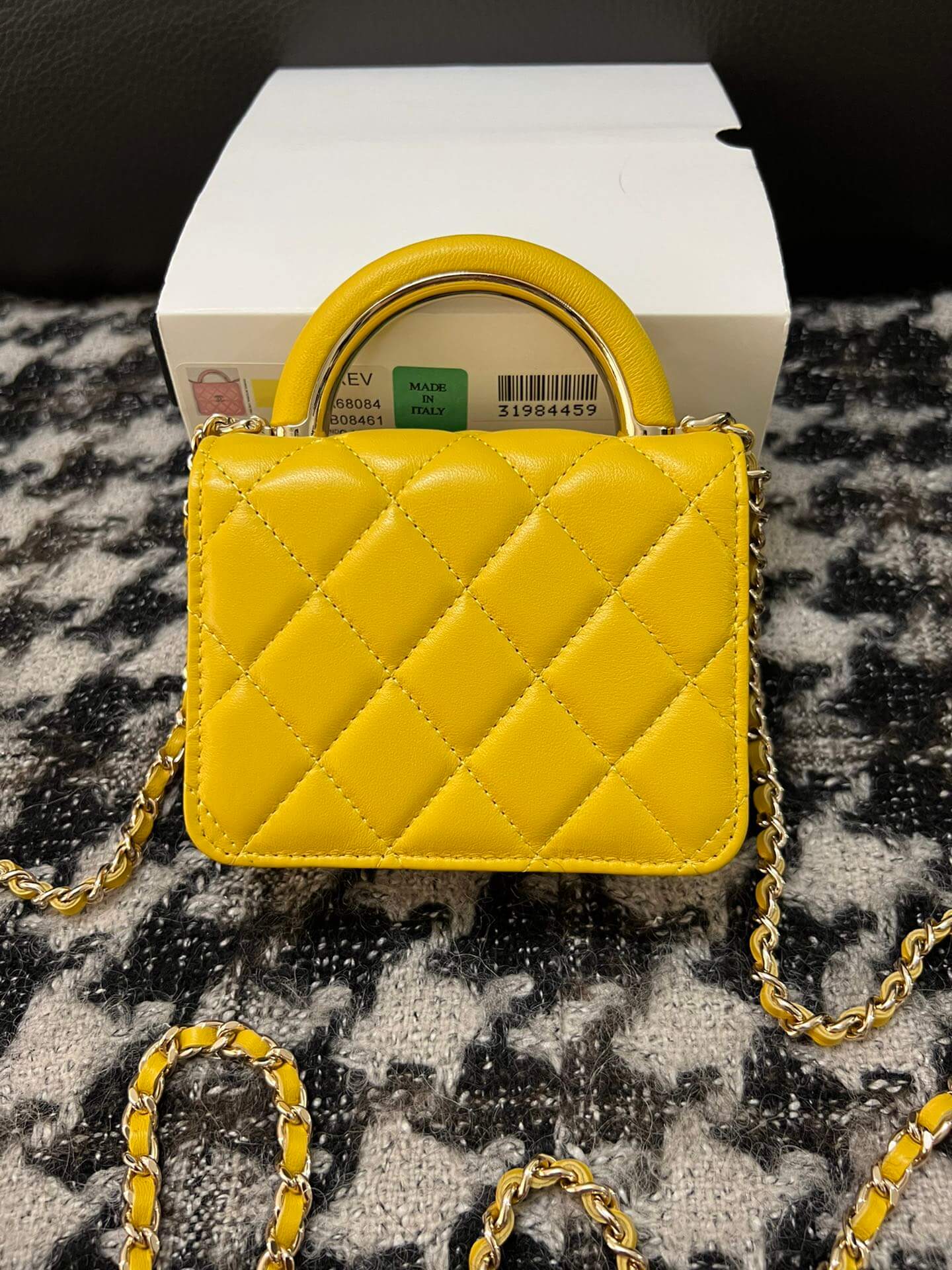 cha 68084 handbag shoulder bag cross body bags yellow lambskin