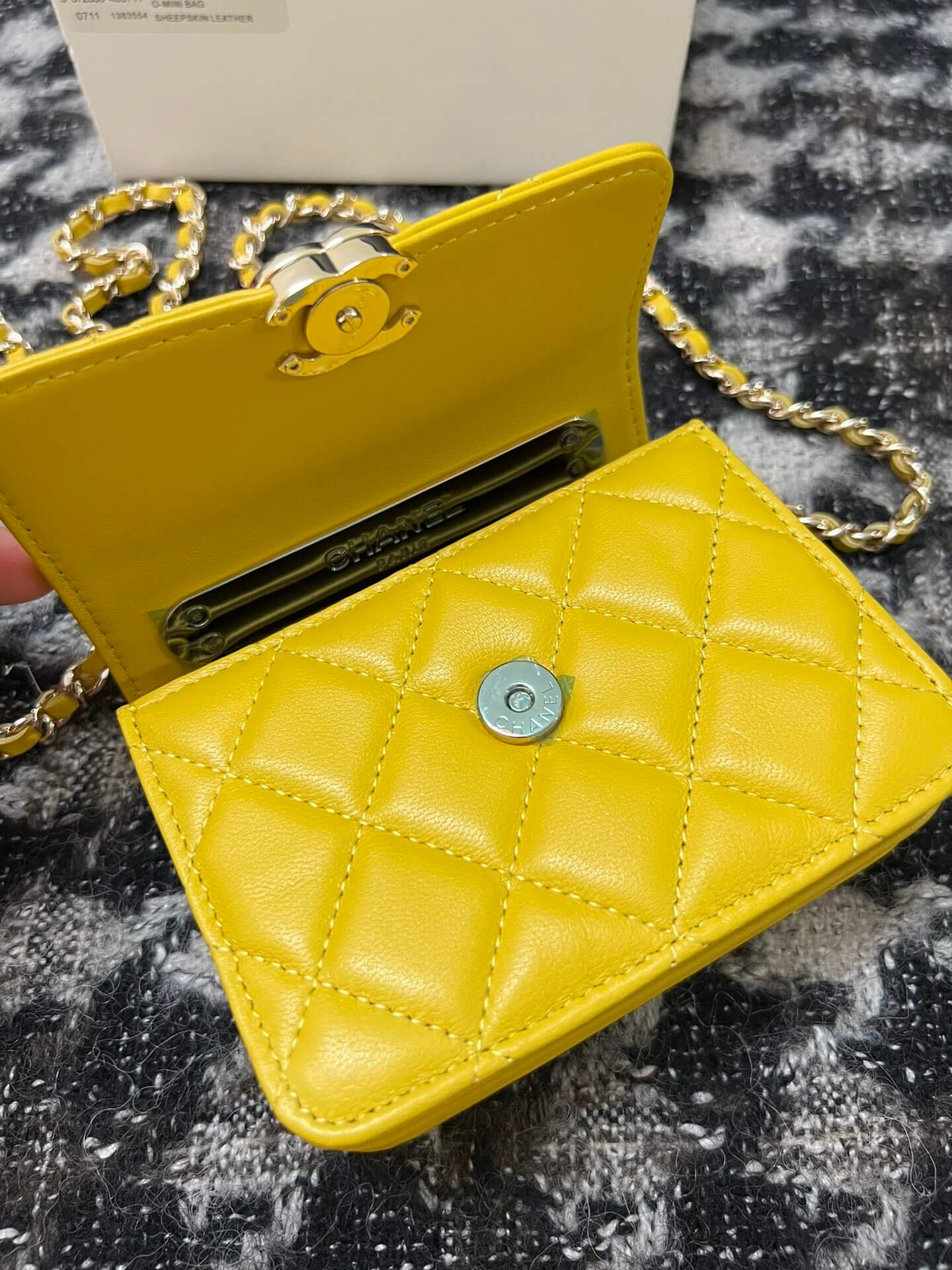 cha 68084 handbag shoulder bag cross body bags yellow lambskin