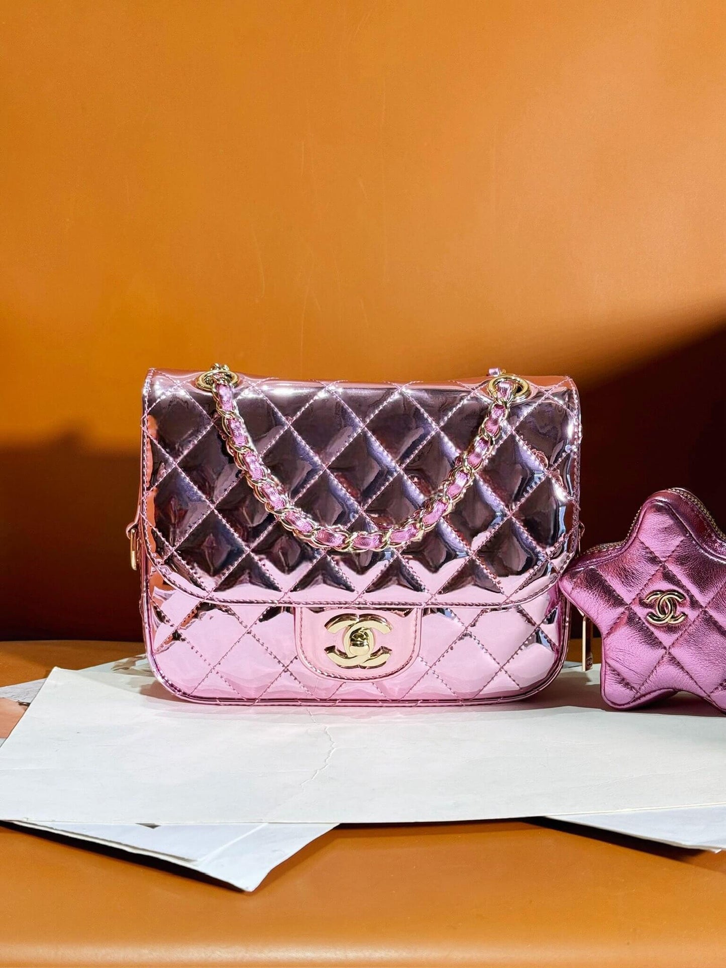 cha mini flap bag star coin purse as4647 purple