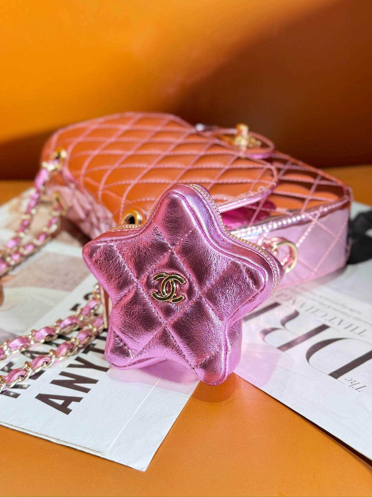 cha mini flap bag star coin purse as4647 purple