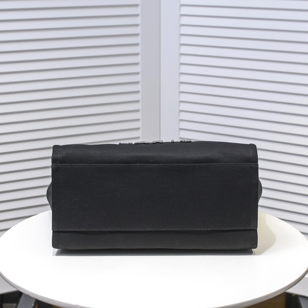 cha 66941 chane tote spring summer holiday shipping bag chain canvas beach bag black