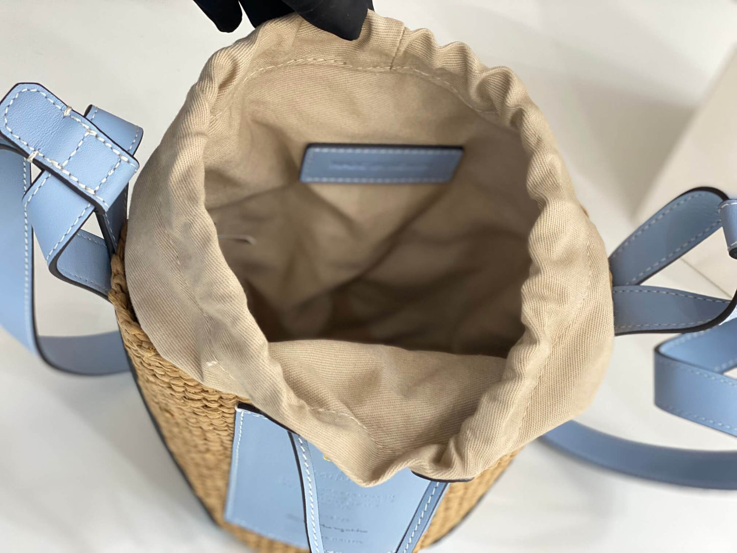 chl basket bag raffia bucket bag 6865 blue