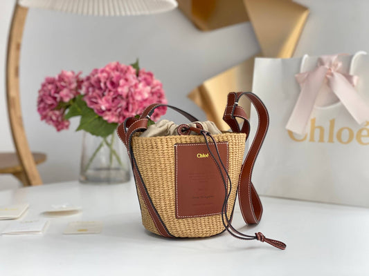 chl basket bag raffia bucket bag 6865 brown