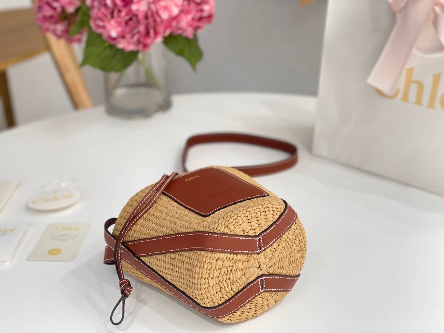 chl basket bag raffia bucket bag 6865 brown