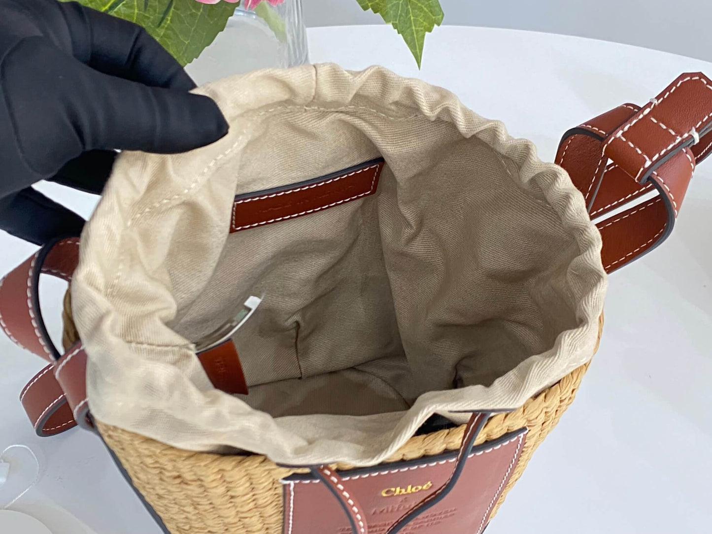 chl basket bag raffia bucket bag 6865 brown