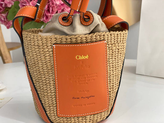 chl basket bag raffia bucket bag 6865 orange