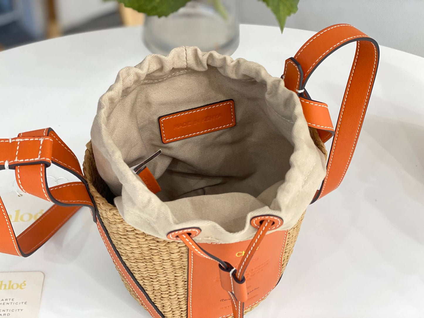 chl basket bag raffia bucket bag 6865 orange