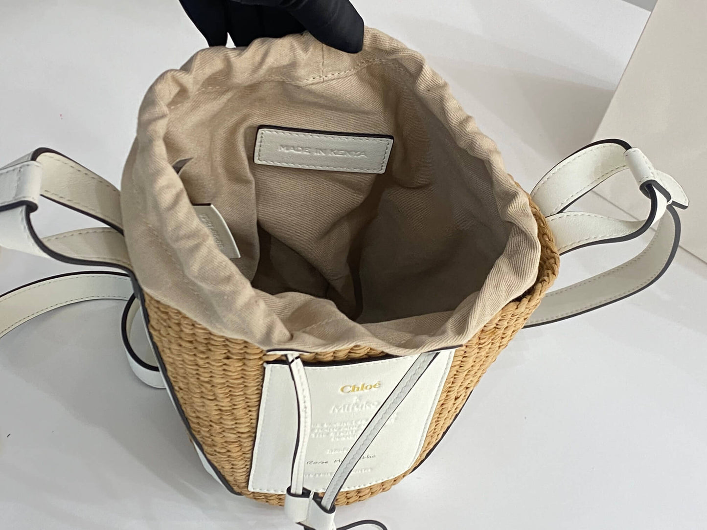 chl basket bag raffia bucket bag 6865 white