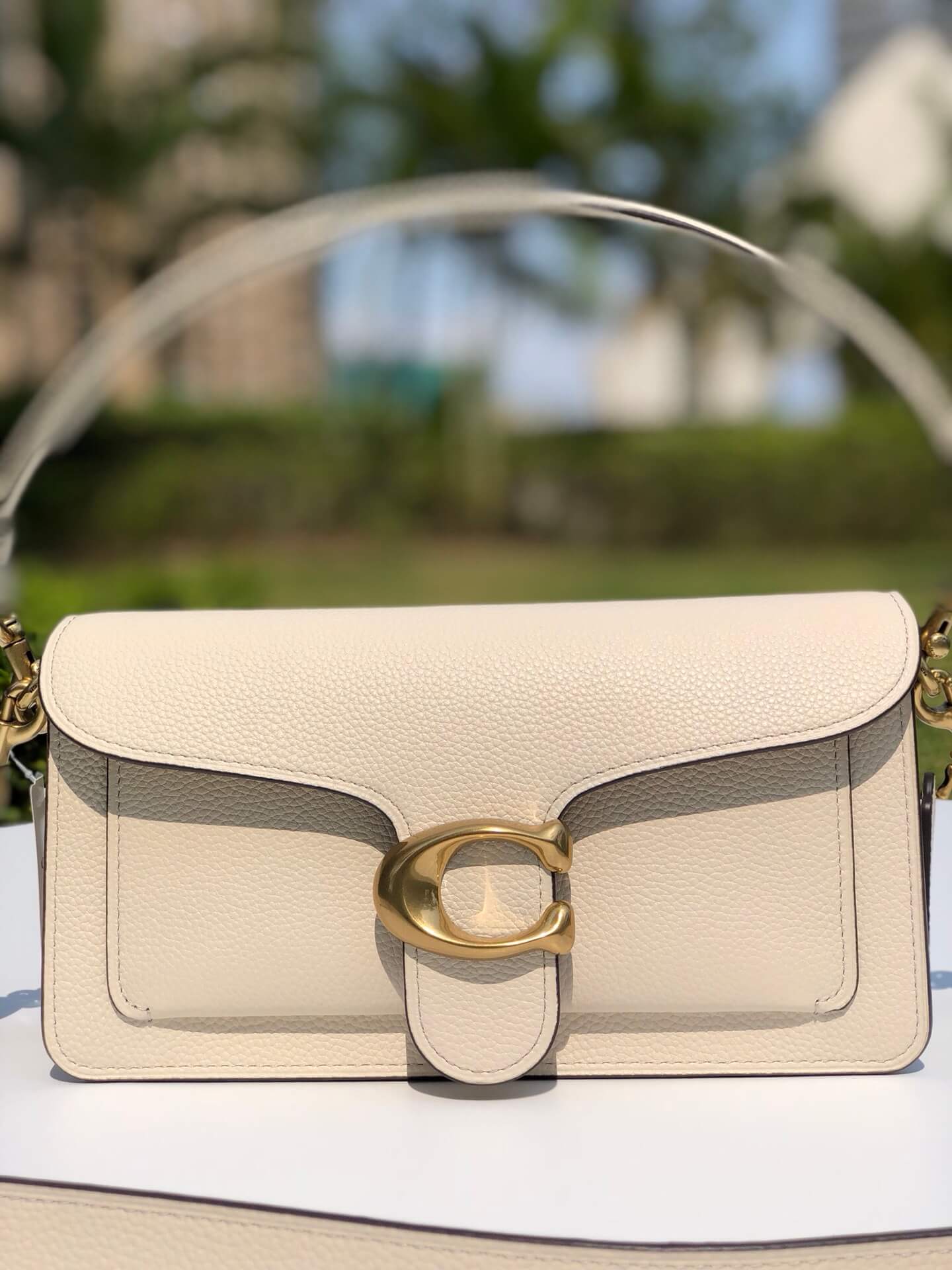 c73995 shoulder bag handbag calfskin dirty white