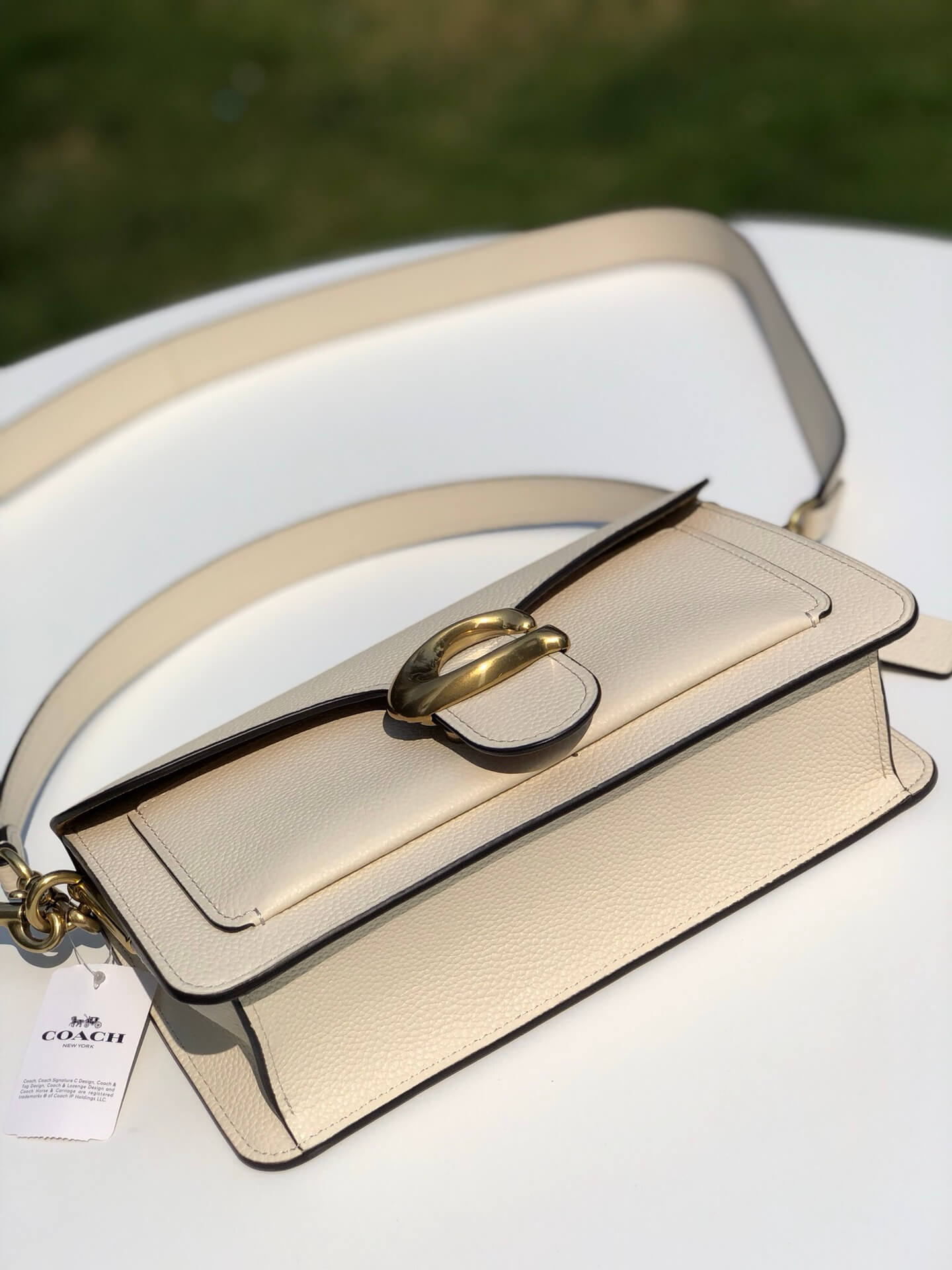 c73995 shoulder bag handbag calfskin dirty white