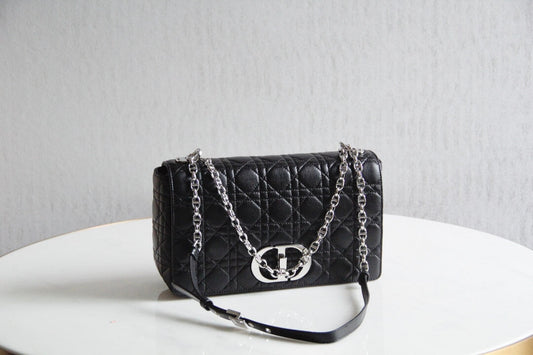 do 2023 caro black silver real leather sling shoulder bag