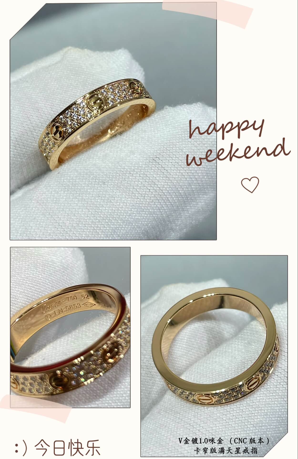 cartier v gold fashion luxury luxury hand set diamond ring jz13168a3