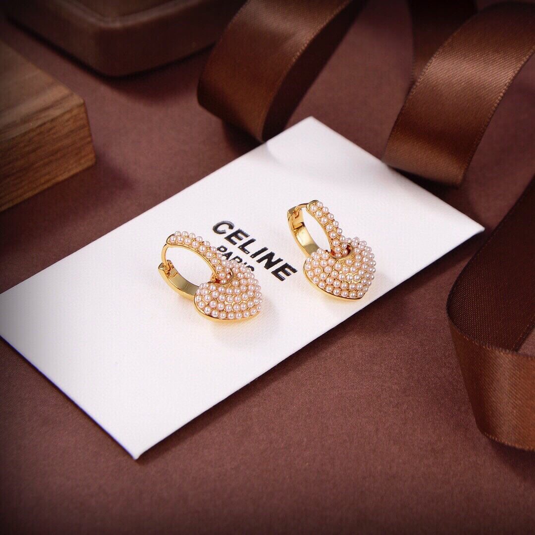 celine new gold love pearl personalized french earrings eh13168a11