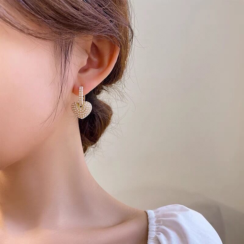 celine new gold love pearl personalized french earrings eh13168a11