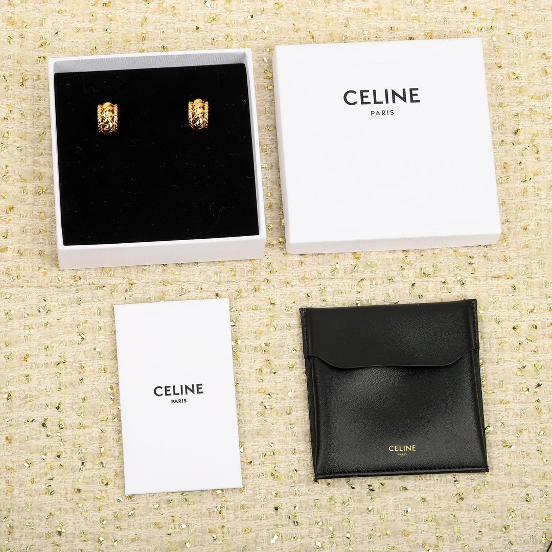 celine personalized european and american style fashionable and versatile hemp edge c shaped earrings eha73