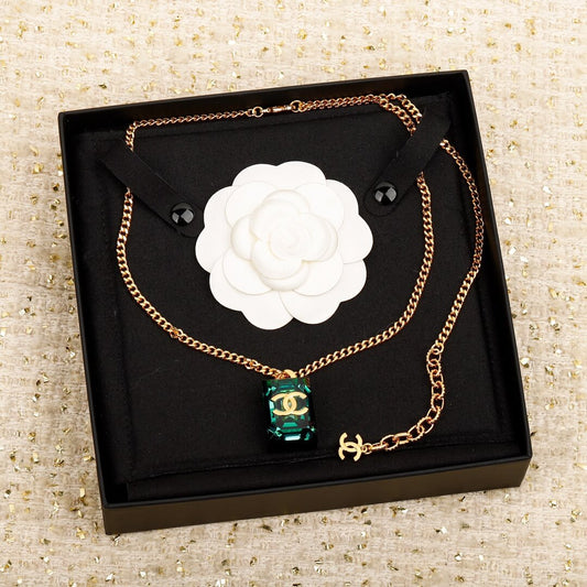 chanel 2023 new sugar green resin double premium necklace xl13168a10