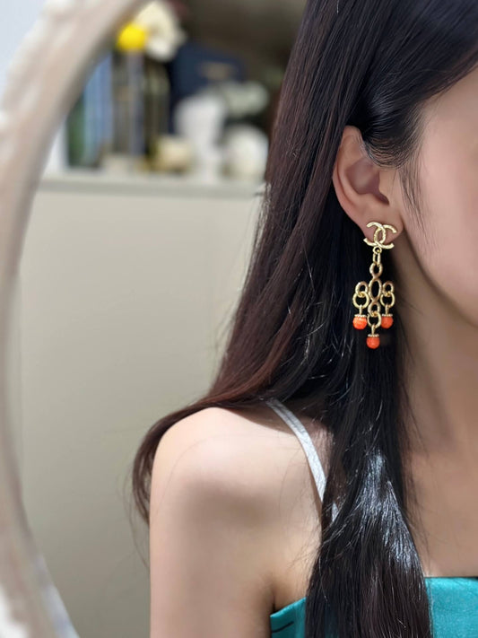 chanel 23 new metal double c tassel pendant earrings ehc25