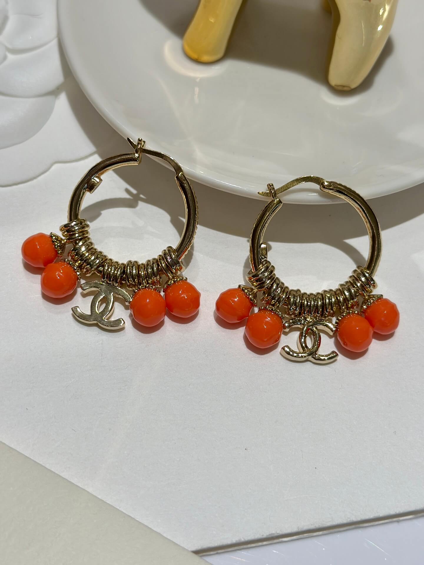 chanel chinese vintage fashion pendant gold ring earrings ehc24
