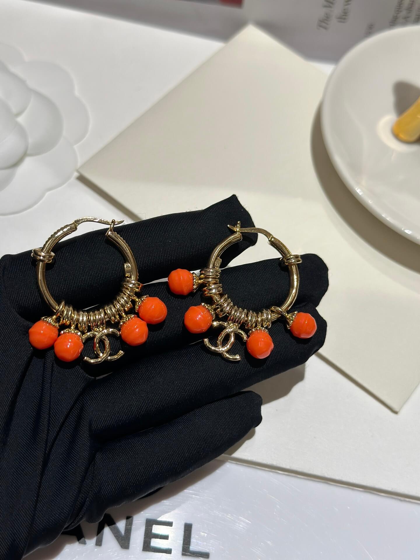 chanel chinese vintage fashion pendant gold ring earrings ehc24