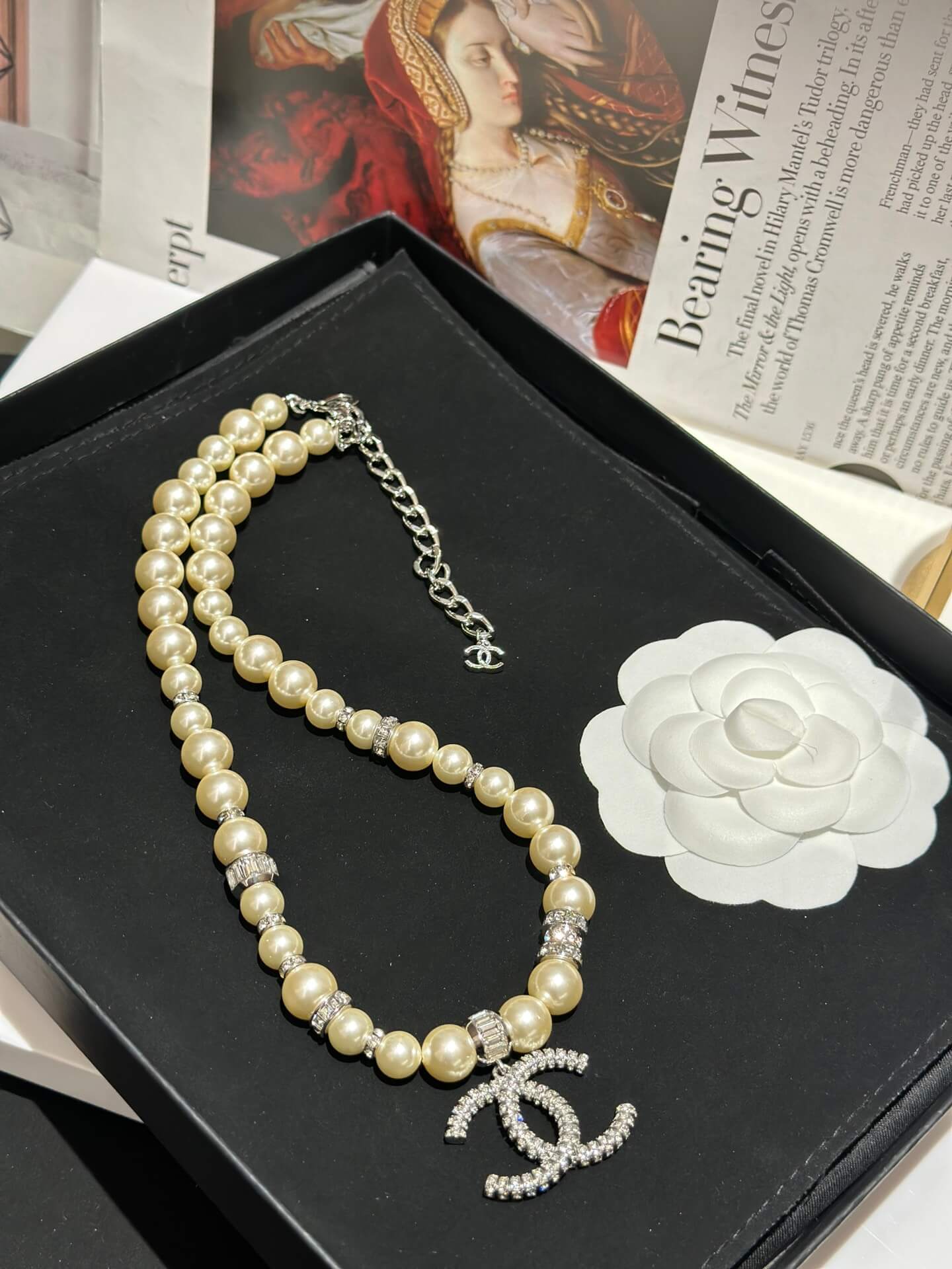 chanel fashion versatile double c pendant pearl necklace xlc24