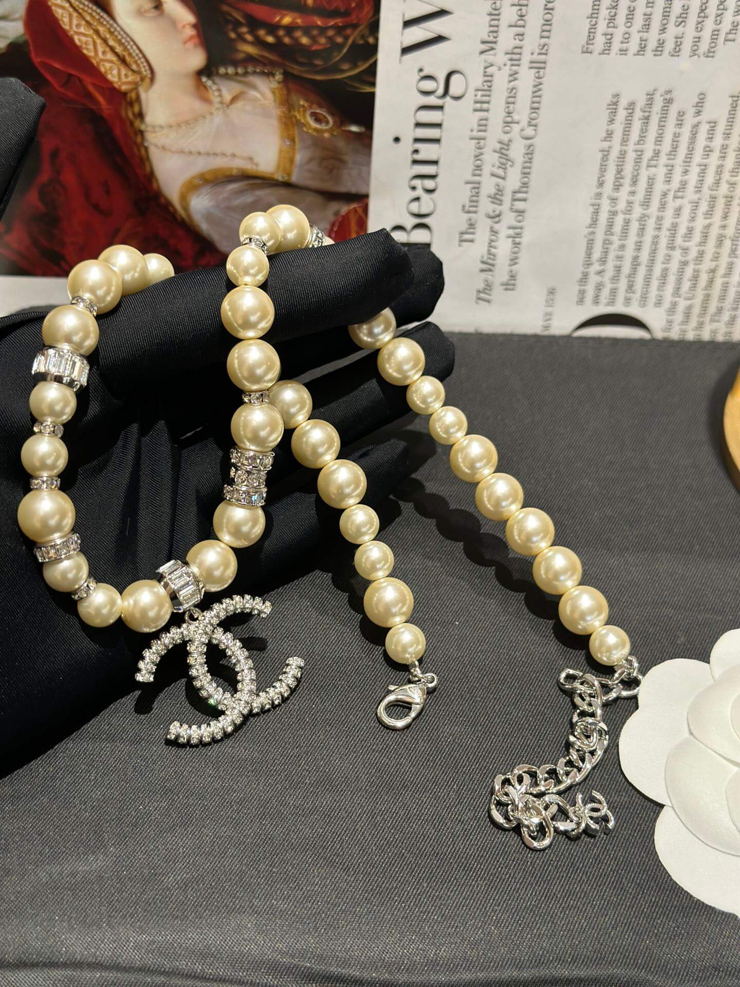 chanel fashion versatile double c pendant pearl necklace xlc24