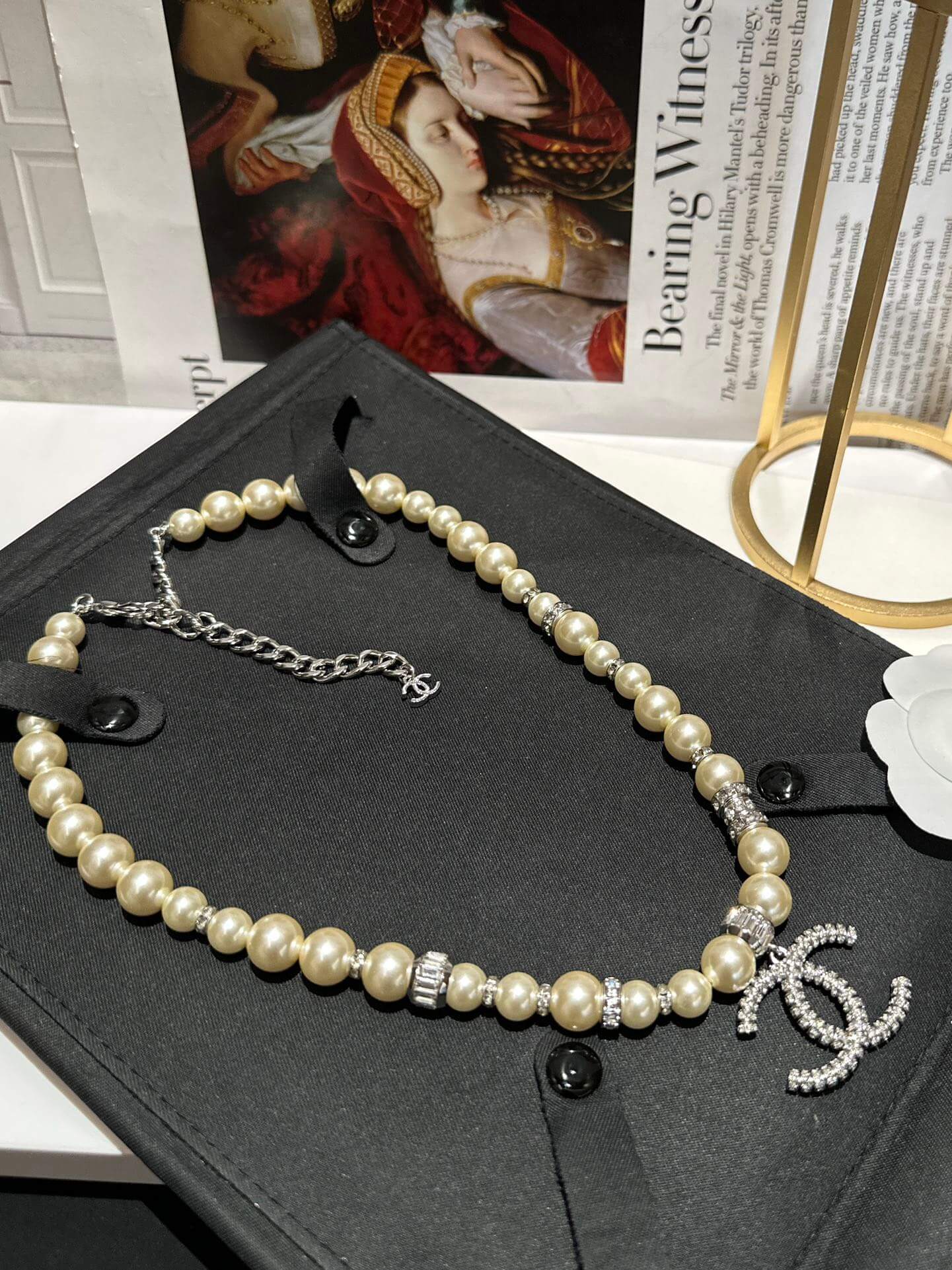 chanel fashion versatile double c pendant pearl necklace xlc24