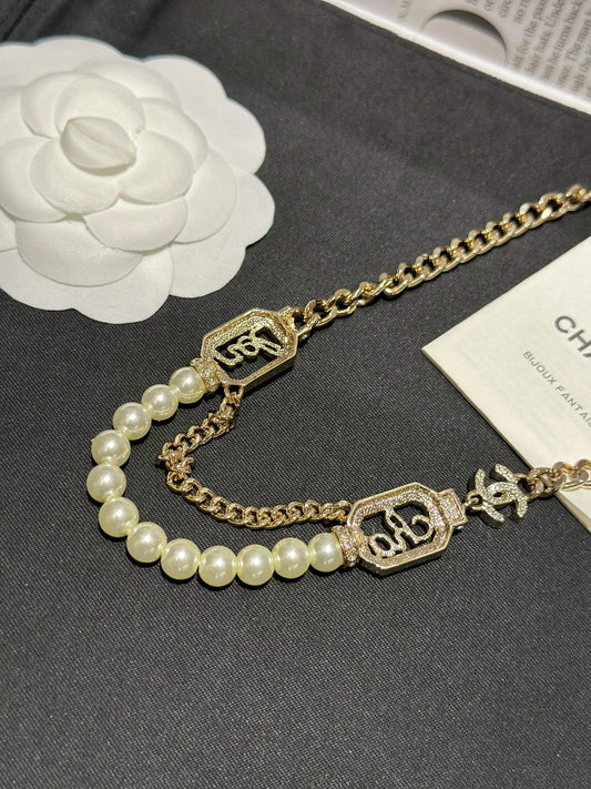 chanel premium fragrance pearl chain necklace xl10