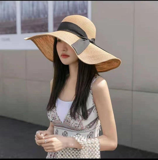 chanels new big brim straw hat mz13168a3