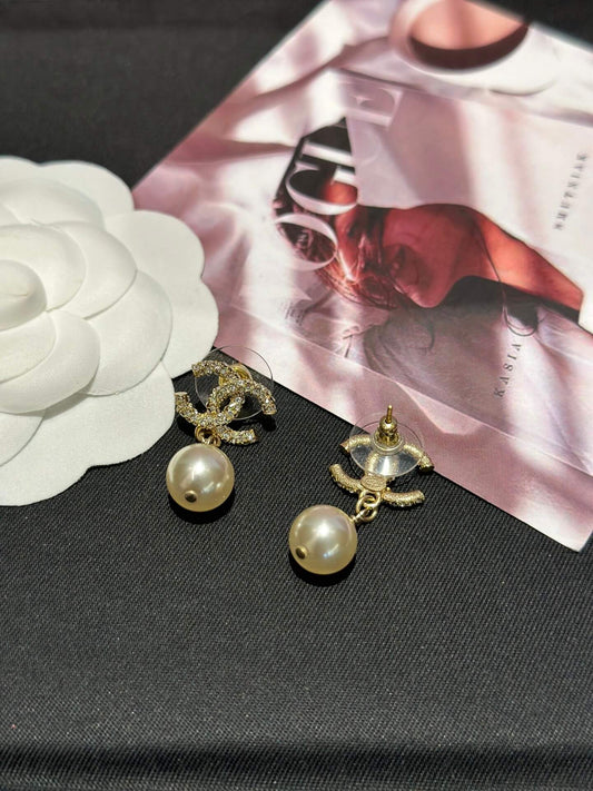 chanels high end sense niche new trendy pearl pendant earrings ehc2