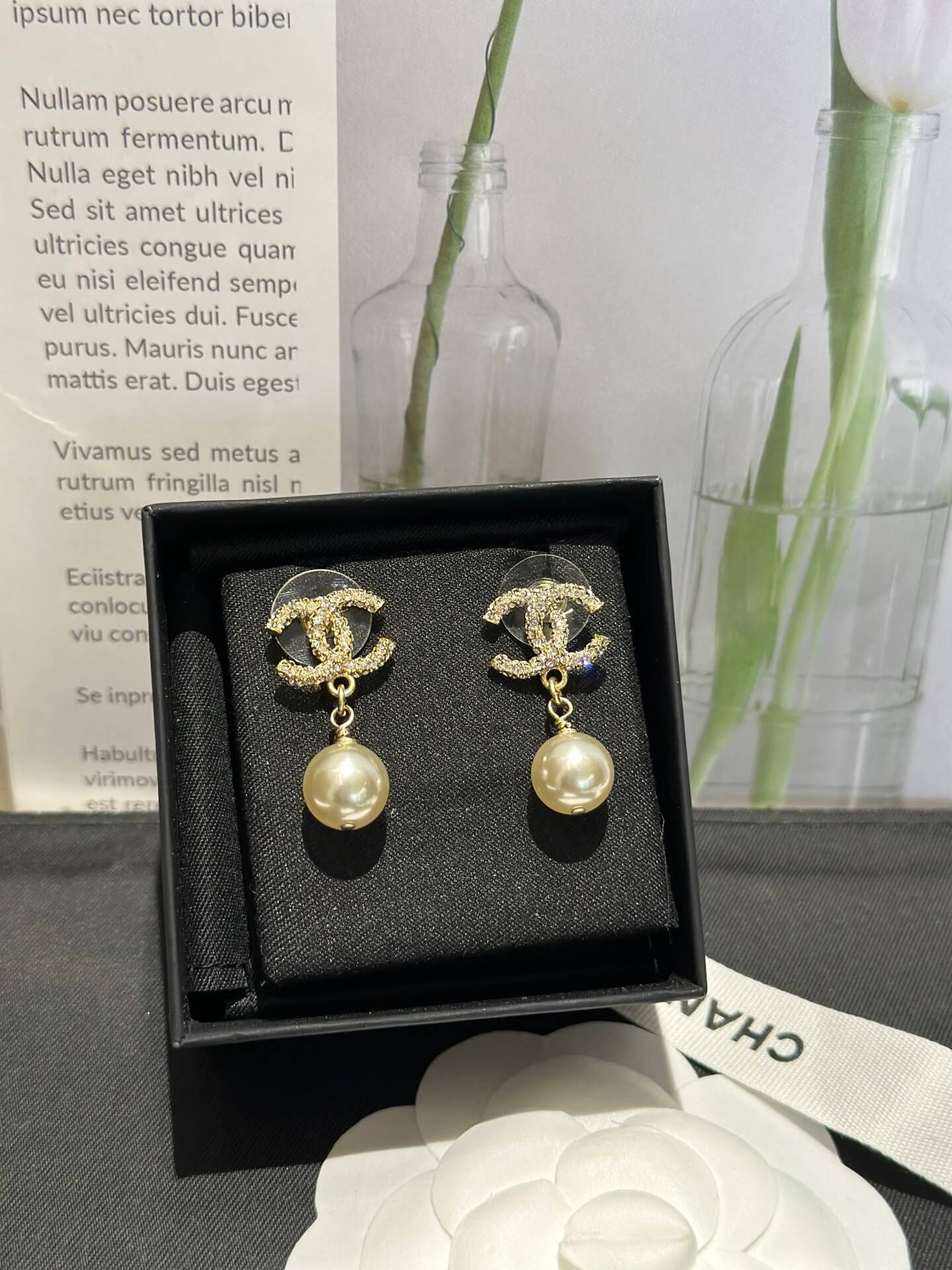 chanels high end sense niche new trendy pearl pendant earrings ehc2