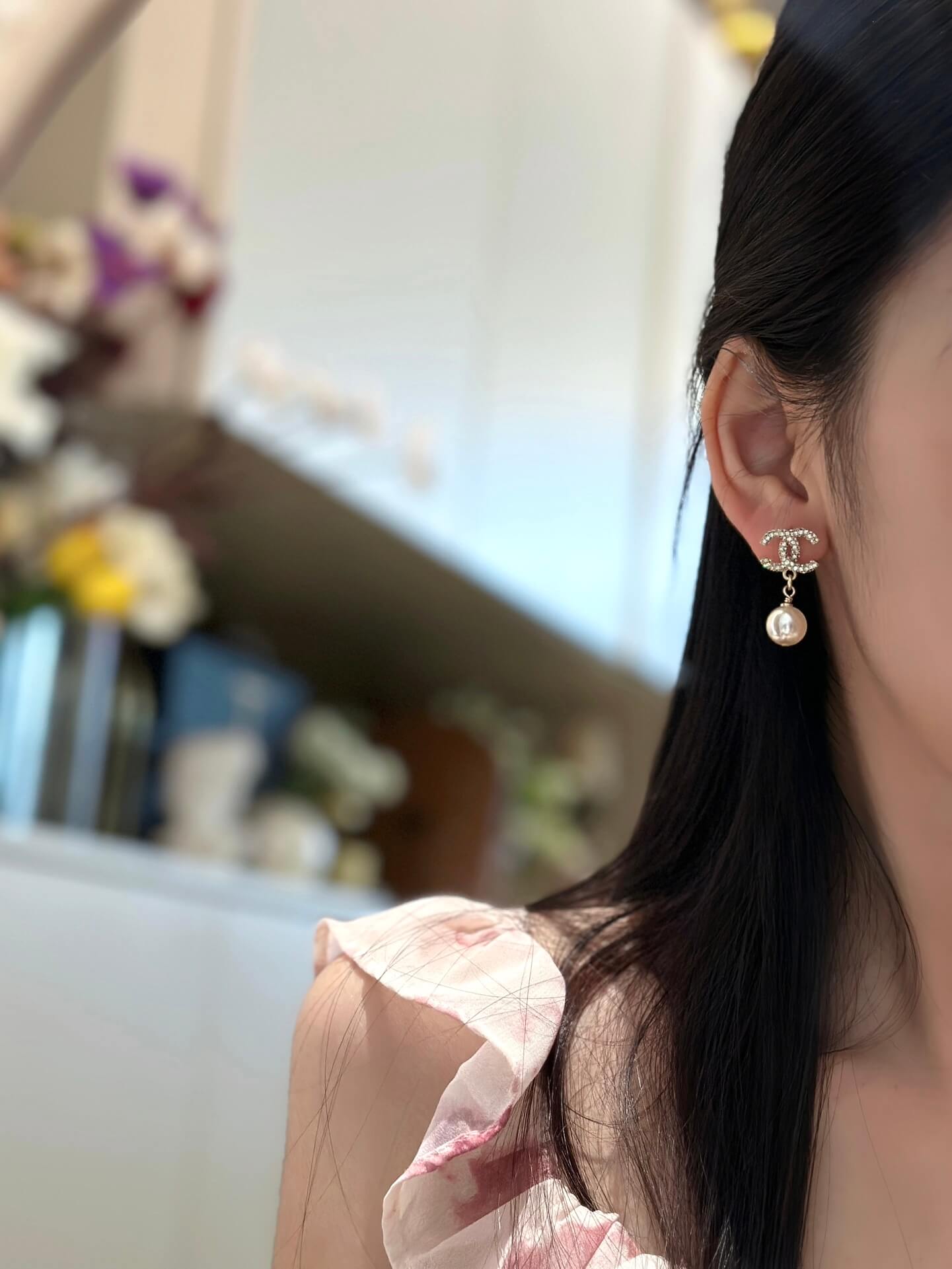 chanels high end sense niche new trendy pearl pendant earrings ehc2