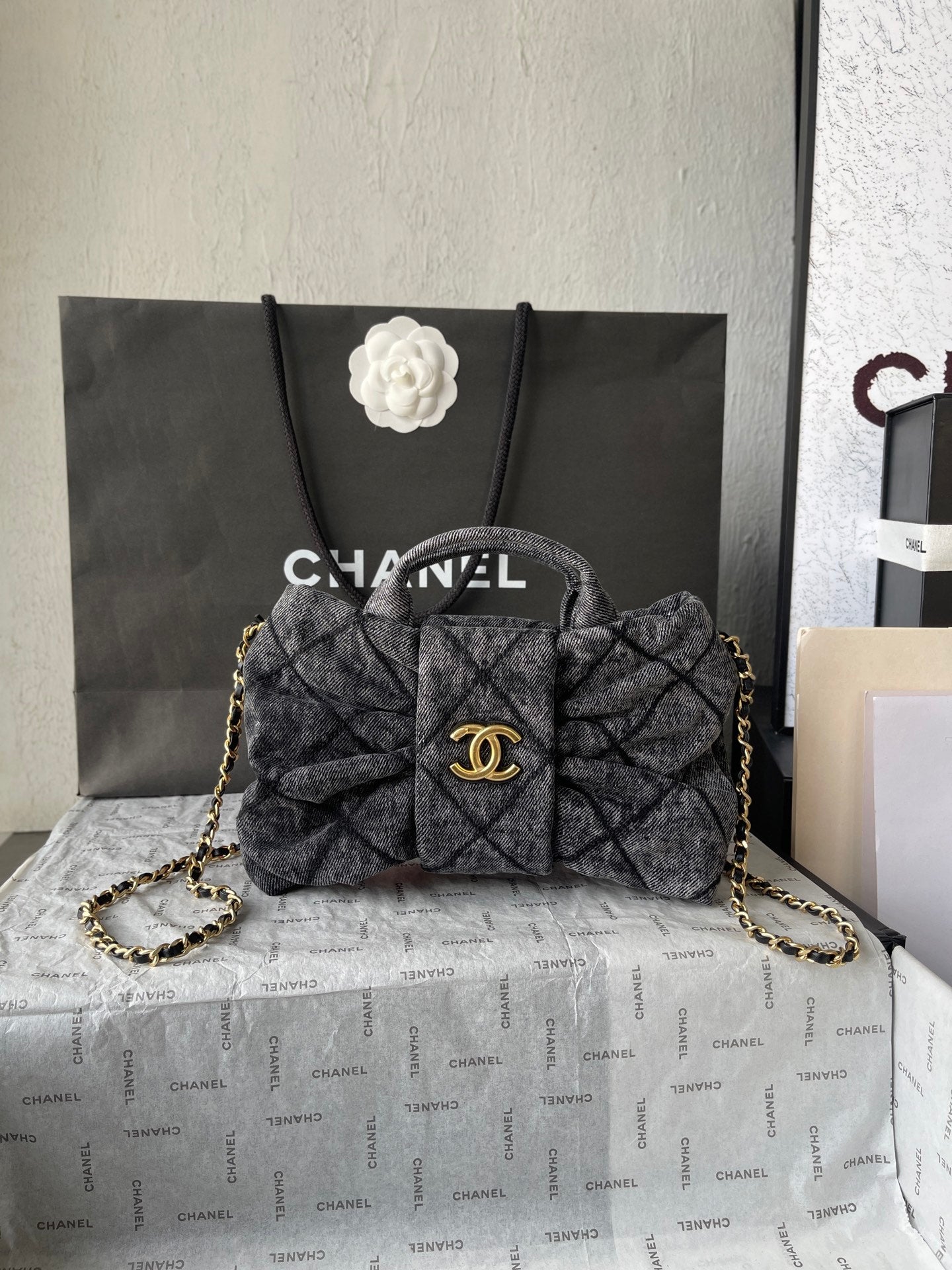 Chanel 25K Denim  Bow AS5849