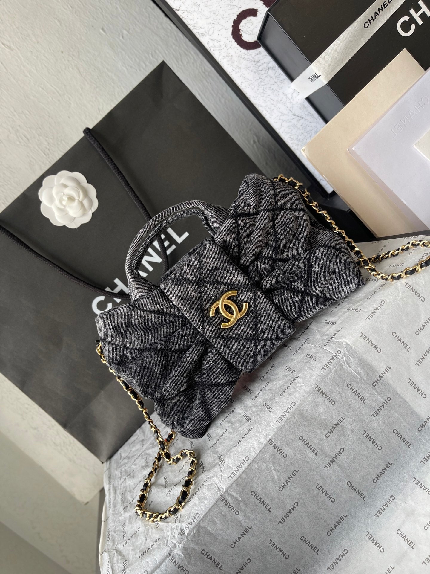 Chanel 25K Denim  Bow AS5849