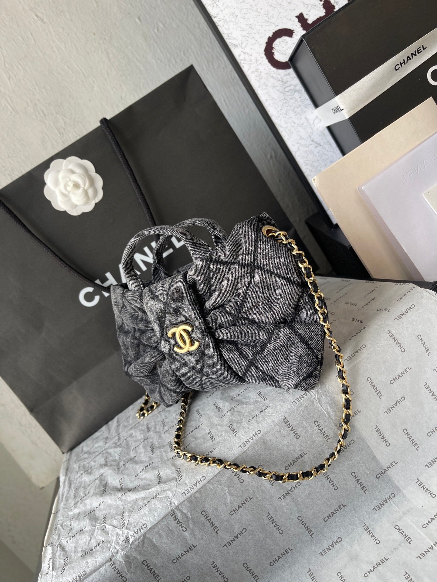 Chanel 25K Denim  Bow AS5849