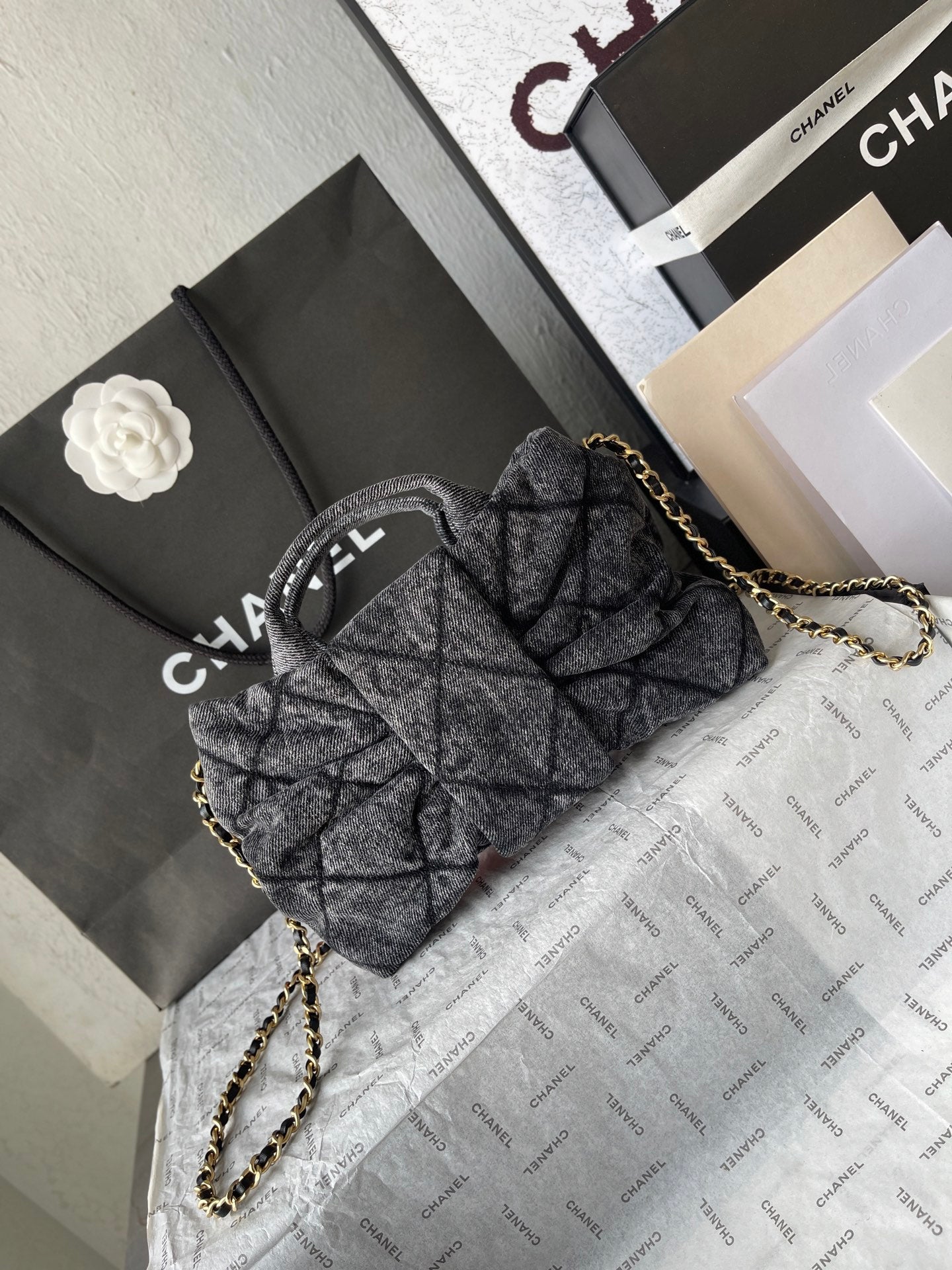 Chanel 25K Denim  Bow AS5849